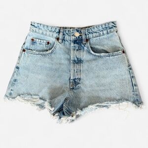 LIKE NEW Zara High Rise Distressed Denim Shorts, Size 4